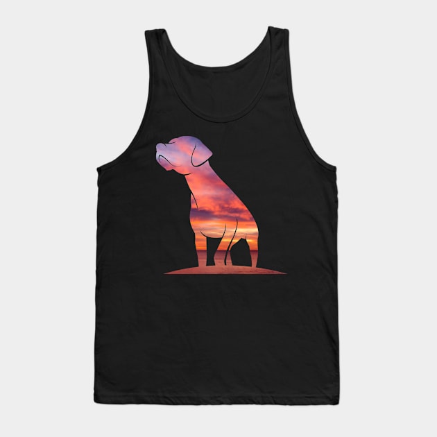 Sunset Background Labrador Dog Tank Top by Hifzhan Graphics